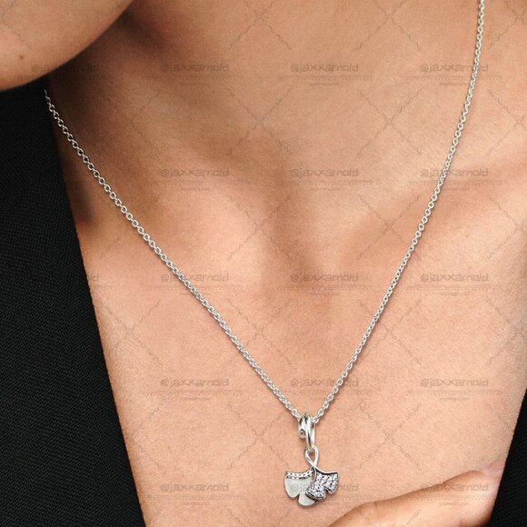 Pandora Double Gingko Leaves Sparkling Dangle Charm - Picture 4 of 5